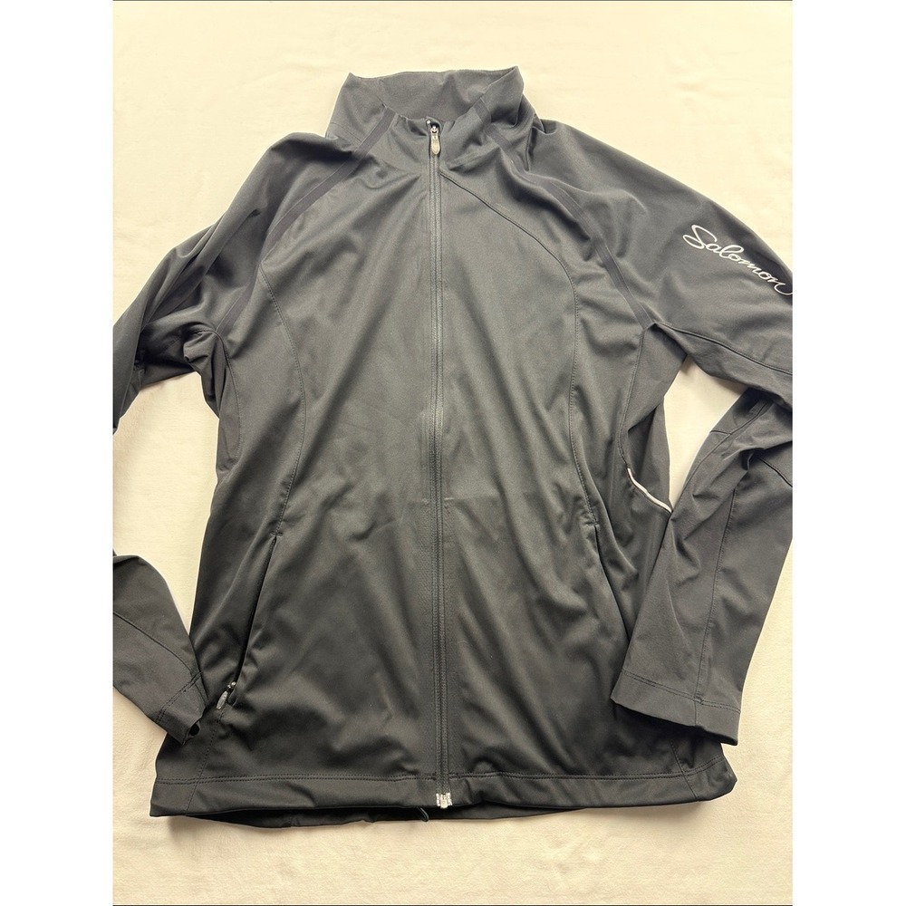 Salomon Jacket Womens Size M Black Full Zip Running Windbreaker Outdoor